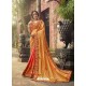 Peach And Yellow Poly Silk Embroidered Saree