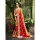 Red Chiffon Georgette Embroidered Saree