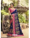 Blue Poly Silk Embroidered Saree