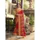 Red Poly Silk Embroidered Saree