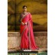 Crimson Chiffon Georgette Embroidered Saree