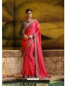 Crimson Chiffon Georgette Embroidered Saree