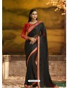 Black Georgette Embroidered Saree