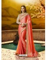 Peach Chifffon Georgette Embroidered Saree