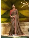 Coffee Poly Silk Embroidered Saree