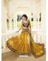 Yellow Net Embroidered Saree