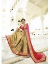 Gold Faux Georgette Embroidered Saree