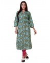 Turquoise Mal Cotton Printed Kurti