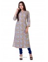 Olive Green Mal Cotton Printed Kurti