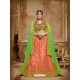 Peach Net Embroidered Lehenga Choli