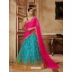 Turquoise Net Embroidered Lehenga Choli