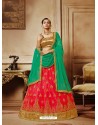 Tomato Red Net Embroidered Lehenga Choli