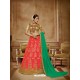 Peach Net Embroidered Lehenga Choli