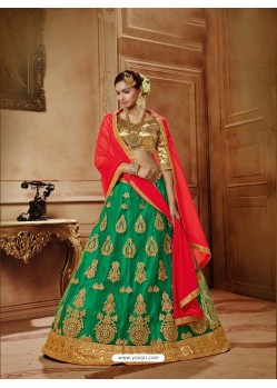 Jade Green Net Embroidered Lehenga Choli