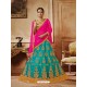 Turquoise Net Embroidered Lehenga Choli