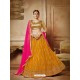 Mustard Net Embroidered Lehenga Choli