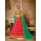 Peach Net Embroidered Lehenga Choli