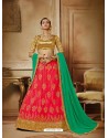 Peach Net Embroidered Lehenga Choli