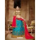 Turquoise Net Embroidered Lehenga Choli