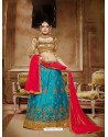 Turquoise Net Embroidered Lehenga Choli