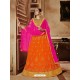 Orange Net Embroidered Lehenga Choli