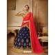 Blue Net Embroidered Lehenga Choli