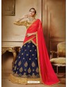 Blue Net Embroidered Lehenga Choli