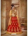 Red Net Embroidered Lehenga Choli