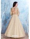 Light Beige Modal Satin Embroidered Gown