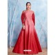 Red Modal Satin Embroidered Gown