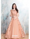 Baby Pink Modal Satin Embroidered Gown