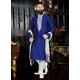 Royal Blue Art Dupion Embroidered Kurta Pajama