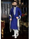 Royal Blue Art Dupion Embroidered Kurta Pajama