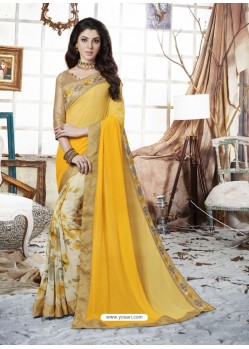 Yellow Georgette Casual Saree