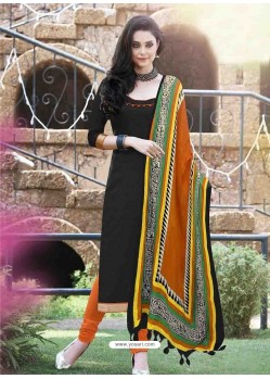 Black Bhagalpuri Silk Churidar Suit