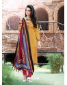 Mustard Bhagalpuri Silk Churidar Suit