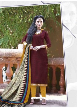 Brown Bhagalpuri Silk Churidar Suit