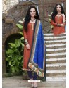 Orange Bhagalpuri Silk Churidar Suit
