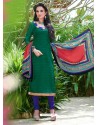 Green Bhagalpuri Silk Churidar Suit