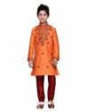Radiant Orange Art Silk Sherwani