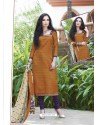 Orange Shade Bhagalpuri Silk Churidar Suit