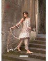 Off White Poly Georgette Embroidered Suit