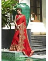 Red Fancy Fabric Embroidered Saree