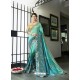 Turquoise Fancy Fabric Embroidered Saree