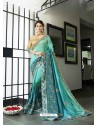 Turquoise Fancy Fabric Embroidered Saree
