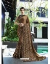 Brown Fancy Fabric Embroidered Saree