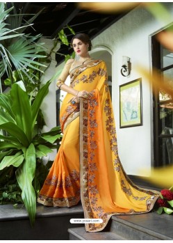 Yellow Fancy Fabric Embroidered Saree