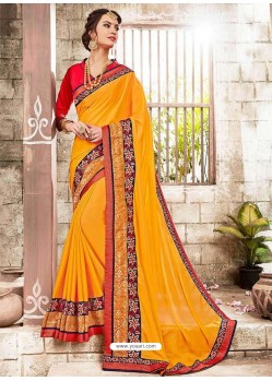 Yellow Georgette Embroidered Saree