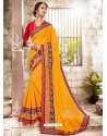 Yellow Georgette Embroidered Saree