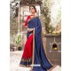 Red Satin Georgette Embroidered Saree
